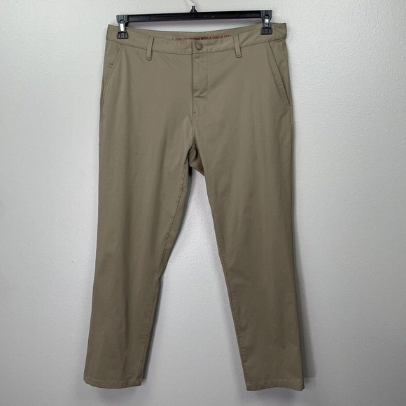 Rhone Commuter Pants Mens 36 Straight Leg Khaki Tan 36x28 Lightweight Stretch - Picture 1 of 12